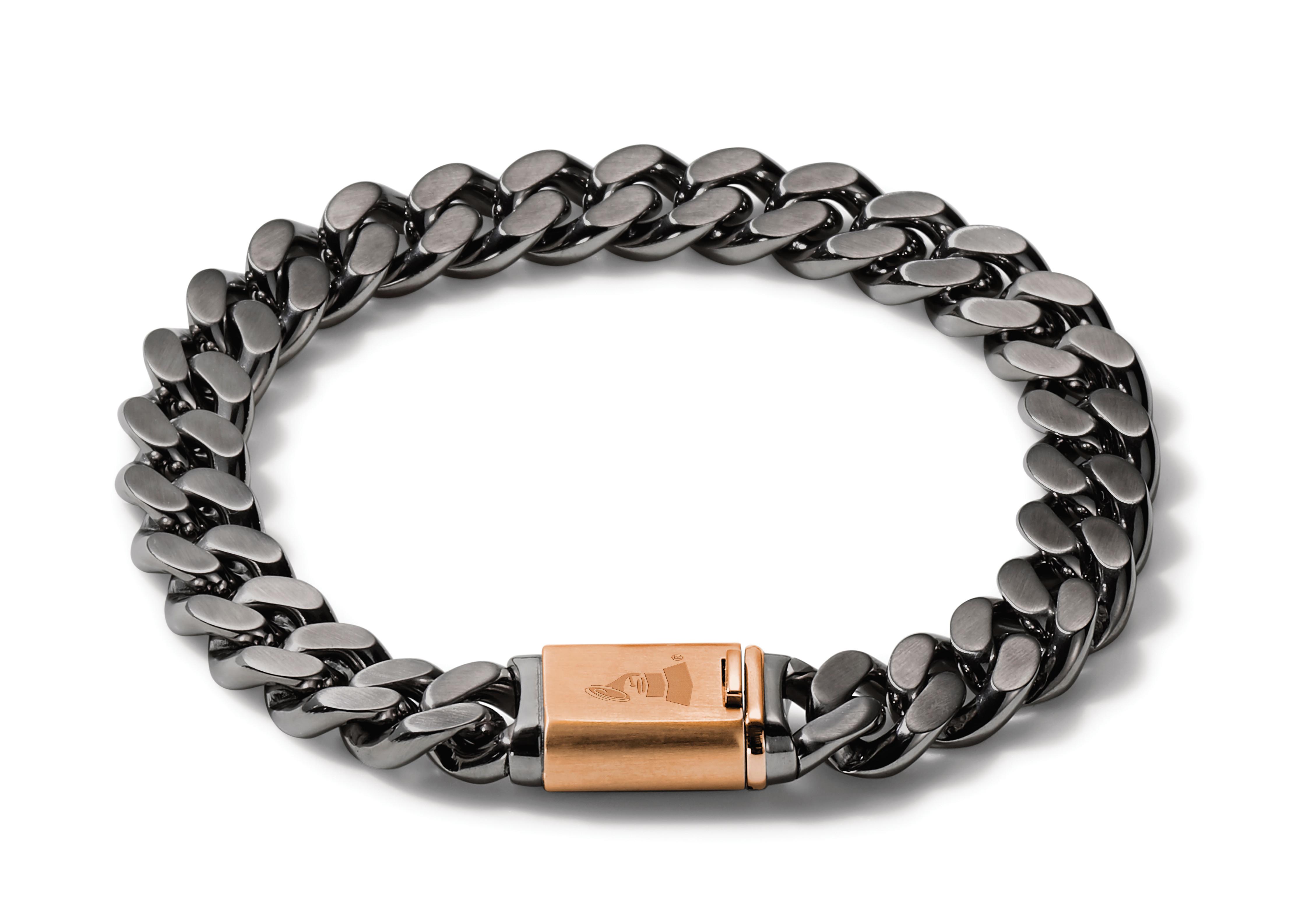 Latin GRAMMY Gray & Rose Gold-Tone Stainless Steel Chain Link Bracelet - Small