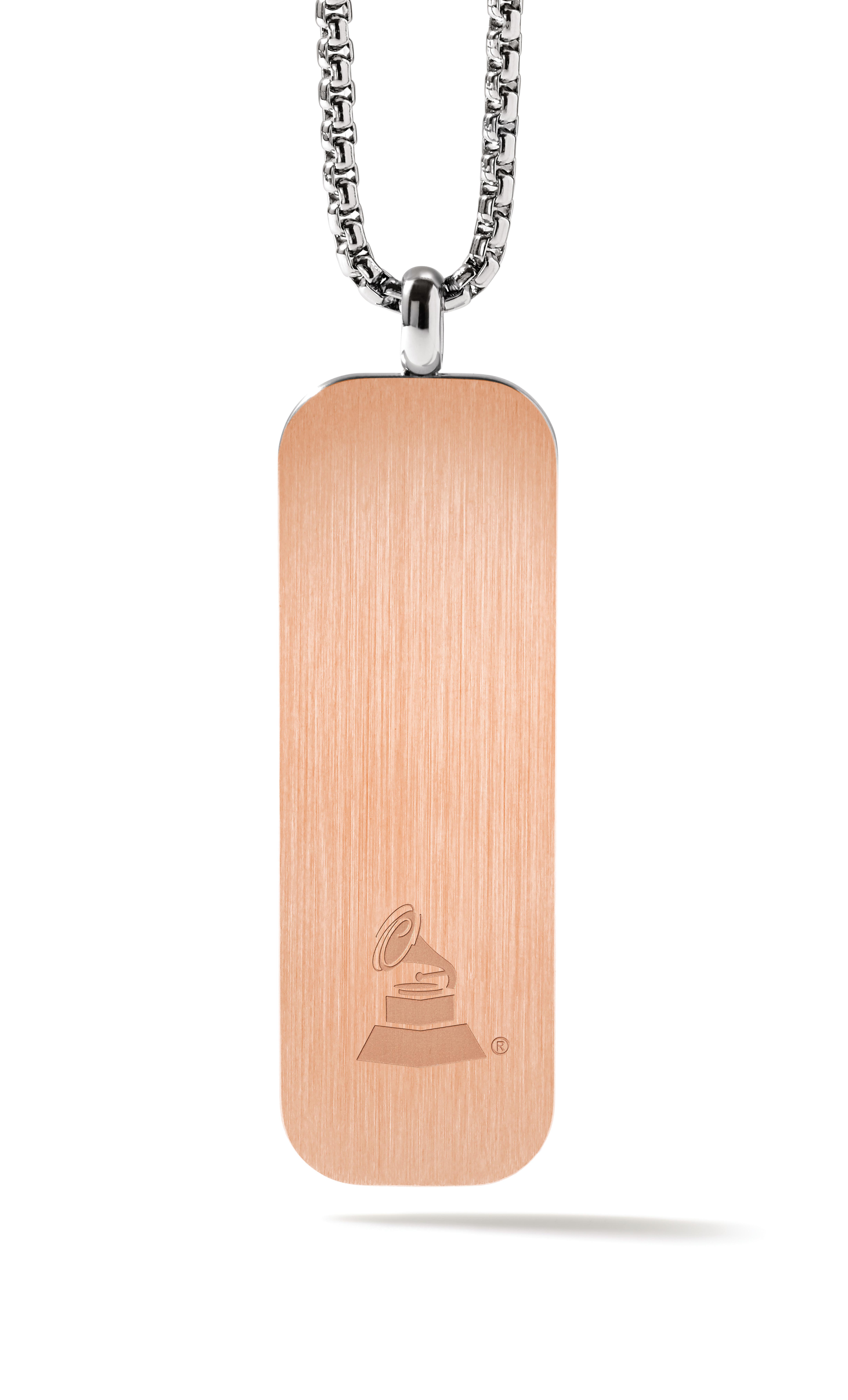 Necklace: Latin Grammy - Rose Gold IP, Plated Dogtag