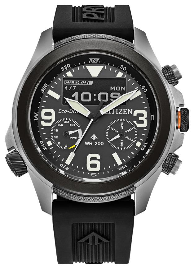 Men's Promaster Land U822 Eco-Drive Polyurethane Strap watch, Black dial