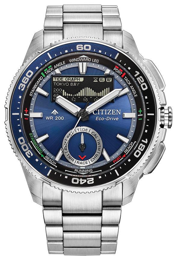 Men's Eco-Drive Promaster WaveTracker Stainless Steel Bracelet watch, Blue dial