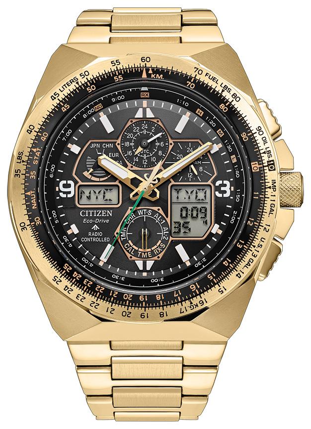 Men's Eco-Drive Promaster Skyhawk Stainless Steel Bracelet watch, Black dial